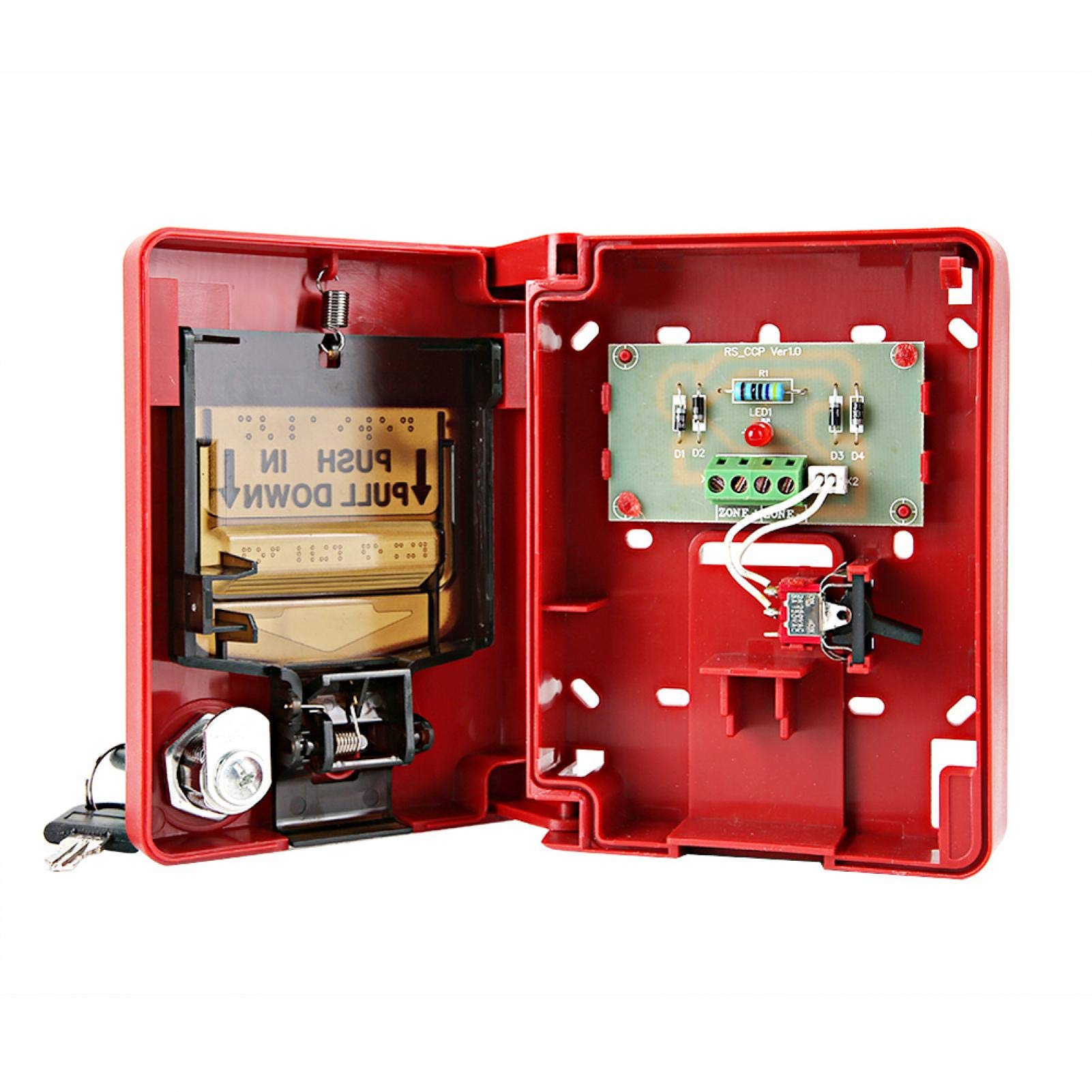 Archuu Fire Lite Alarms, Dual Action Manual Pull Station Fire Alarm Horn Siren Alarm Button with Key for Home Office Hotel Restaurant, default