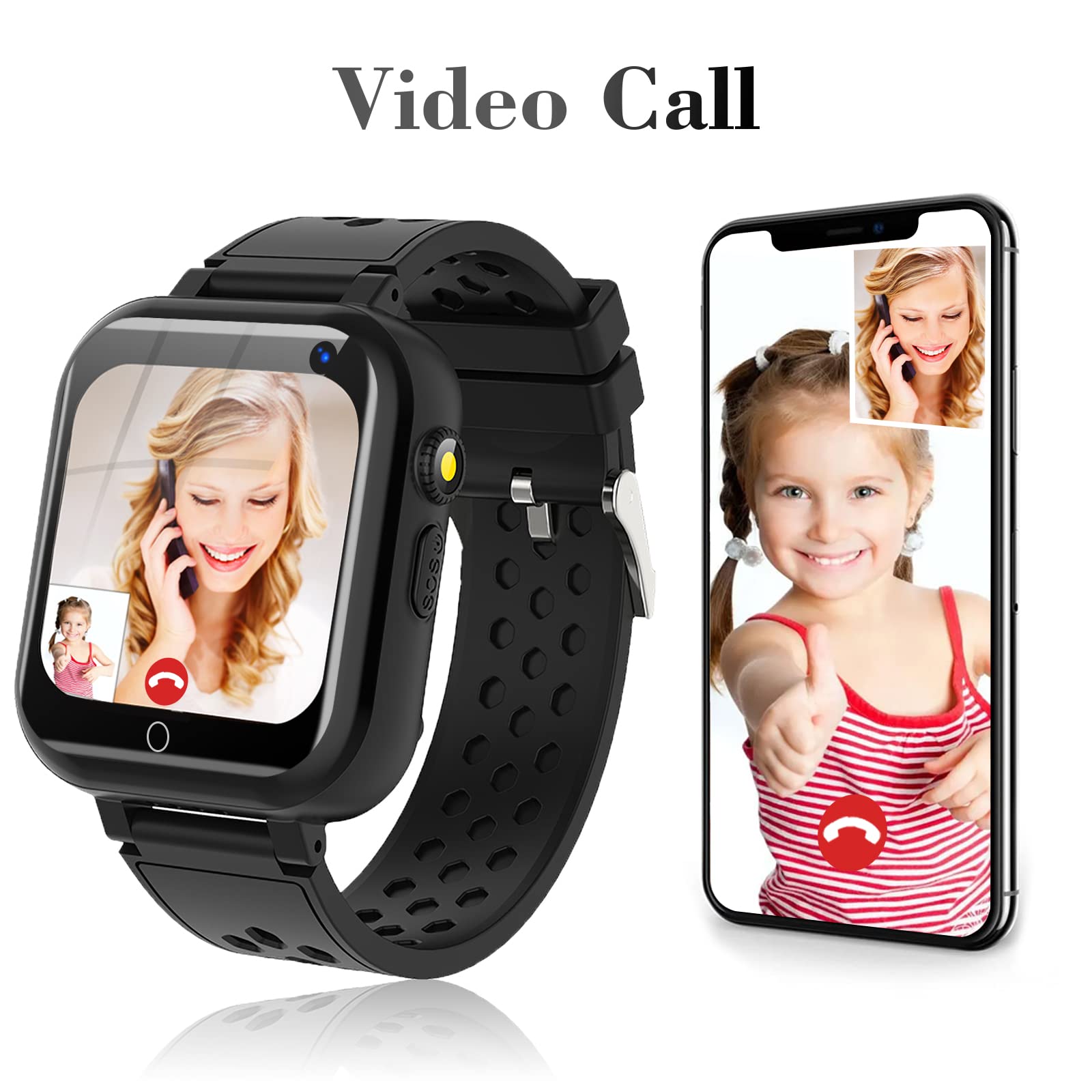 DDIOYIUR Smart Watch for Kids, 4G Kids Phone Smartwatch with GPS Tracker, WiFi SMS, Call, Voice Video Chat, Bluetooth, Audio Recording, Alarm, Pedometer, Wrist Watch for 4-16 Boys Girls Birthday Gifts
