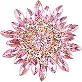Rhinestone Large Flower Brooches Pins for Women Fashion Sparkly Crystal Sunflower Statement Brooch Unique Wedding Party Suit Dress Jewelry Accessories