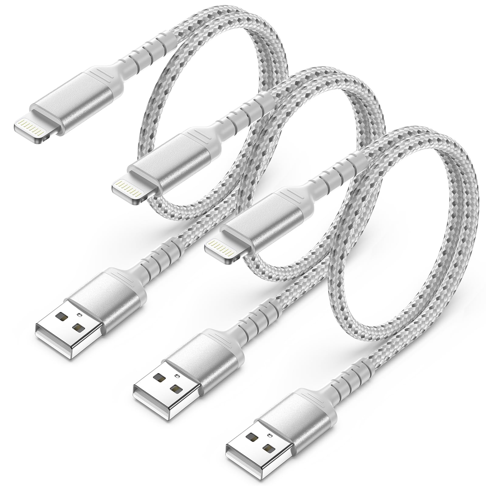 ULIFTUS iPhone Charging Cable Short, 0.5M 3Pack Braided USB A to Lightning Cable Original iPhone Fast Charging Cable Compatible with Apple iPhone 14 13 12 11 Pro Max Xs Xr X 8 7 6 Plus SE iPad