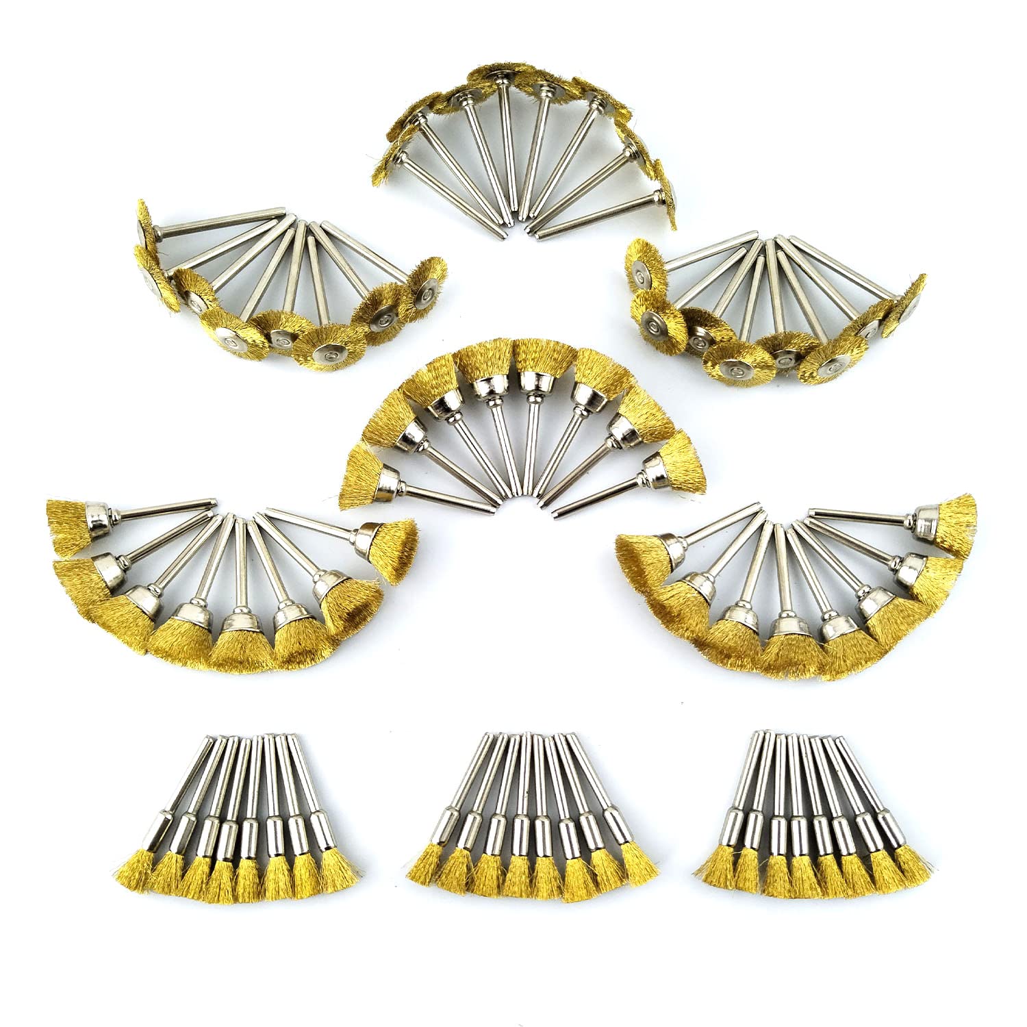 Merryland Brass Brush Mini Brush for Dremel 72 Pack, Pen Brush Wheel Brush Cup Brush 24 Pack for Each, Polish Brush End Brush Mini Rotary Tool Accessory, RMTA072C2