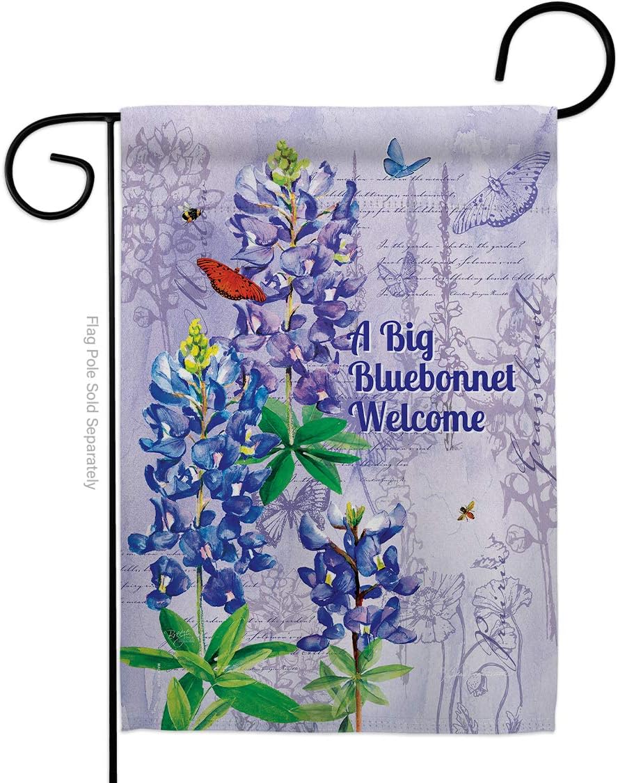 Breeze Decor G154096-BO Bluebonnet Welcome Spring Floral Decorative Vertical Garden Flag, 13"x 18.5", Multi-Color