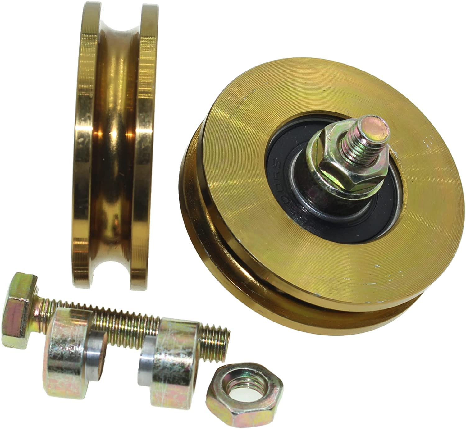 (R59-8-10) Pack of 2 Sliding gate wheels 59 mm Diameter Round groove steel - UK Inventory - (8 mm Groove- 10 mm Bearing)