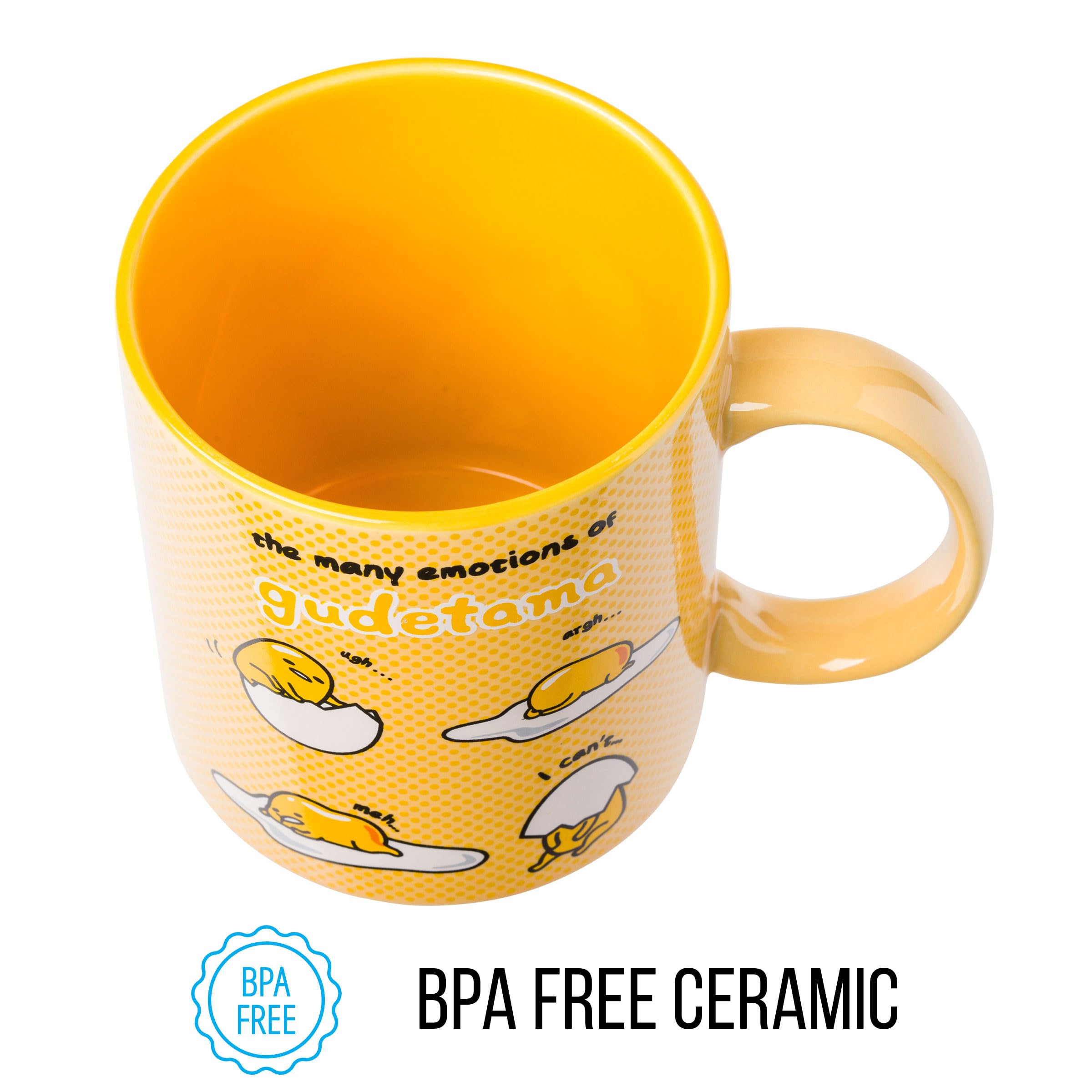Silver Buffalo Sanrio The Many Emotions of Gudetama Lazy Egg Ceramic Mug, 20 Ounces