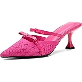 NEWBELLA Women's Closed Toe Kitten Heel Mules - Elegant Mesh Iron Plate Heeled Sandals, Slip-On Dressy Shoes for Office, Party & Comfortable Daily Wear