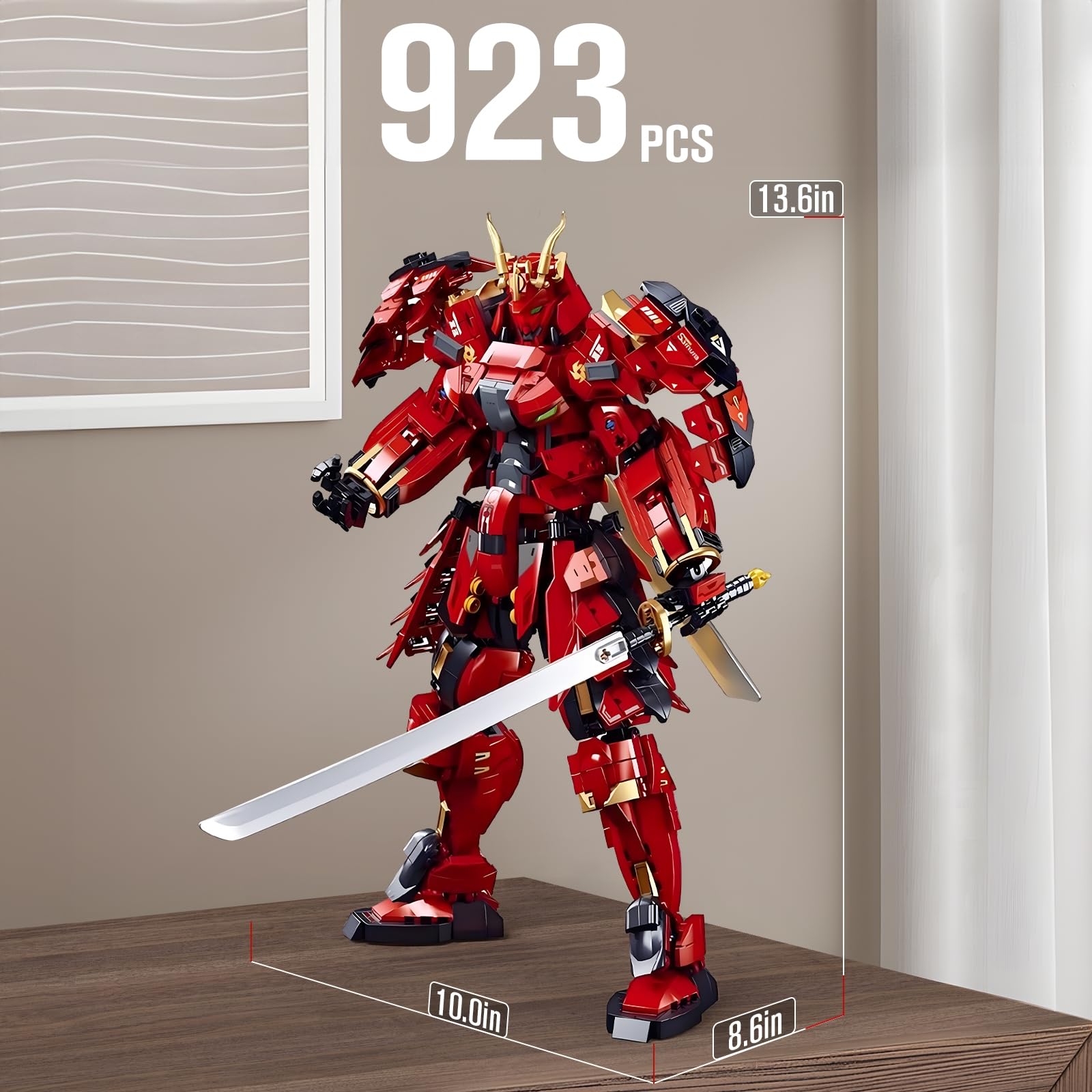 HIGH GODO Samurai Mech Warrior Model Building Sets, Double Swords Robot Building Blocks Toy Set, 923 Pieces Creative Collectible Gift for Adults Man Teens 14+