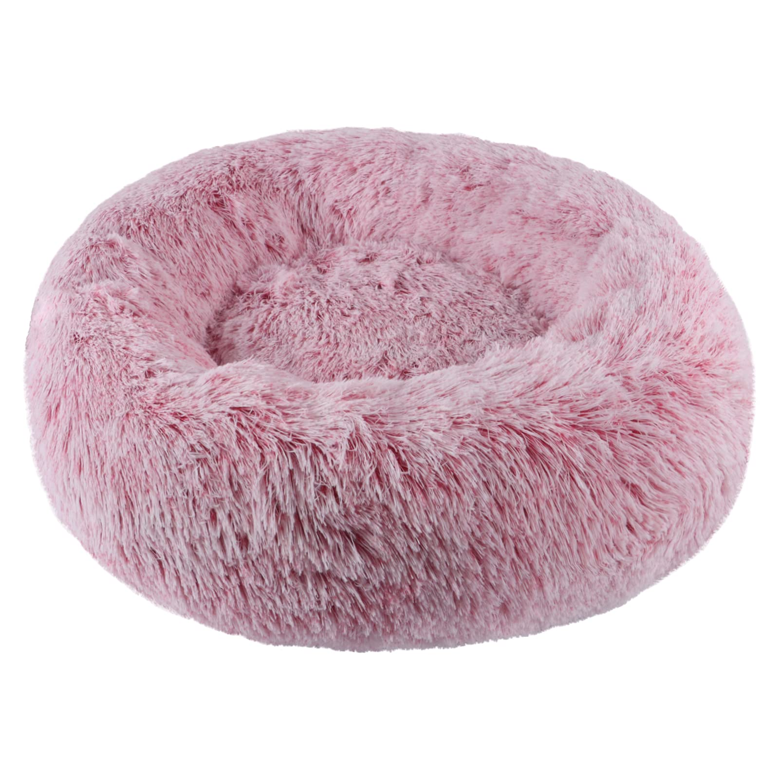BVAGSS Anxiety Dog Bed, Round Plush Donut Dog Bed Cat Bed Marshmallow Fluffy Cuddler Washable Calming Puppy Bed for Small Dogs XH034 (Diameter:40 cm, Gradient Rose Pink)