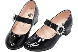 WIKENCY Girls Dress Shoes Mary Jane Shoes for Girls Wedding Flower Girl Shoes Princess Party School Shoes Low Heel Flats for Little/Big Kids
