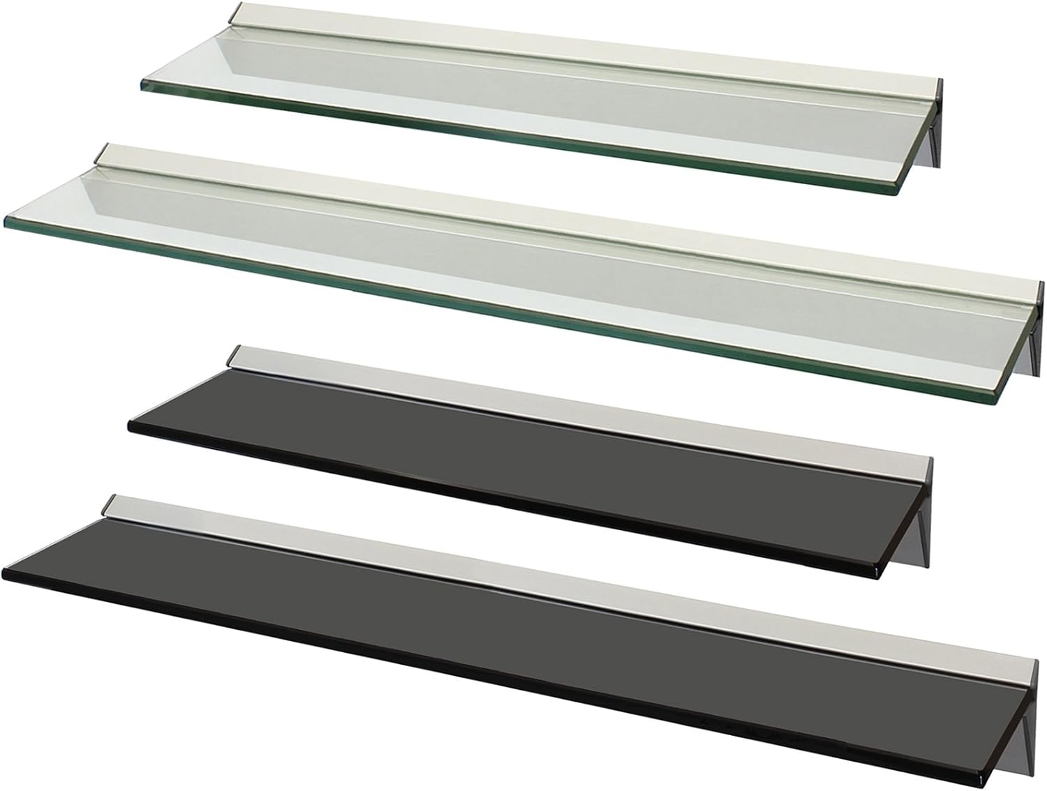 Hartleys Narrow Floating Glass Wall Shelf Choice of Size & Colour
