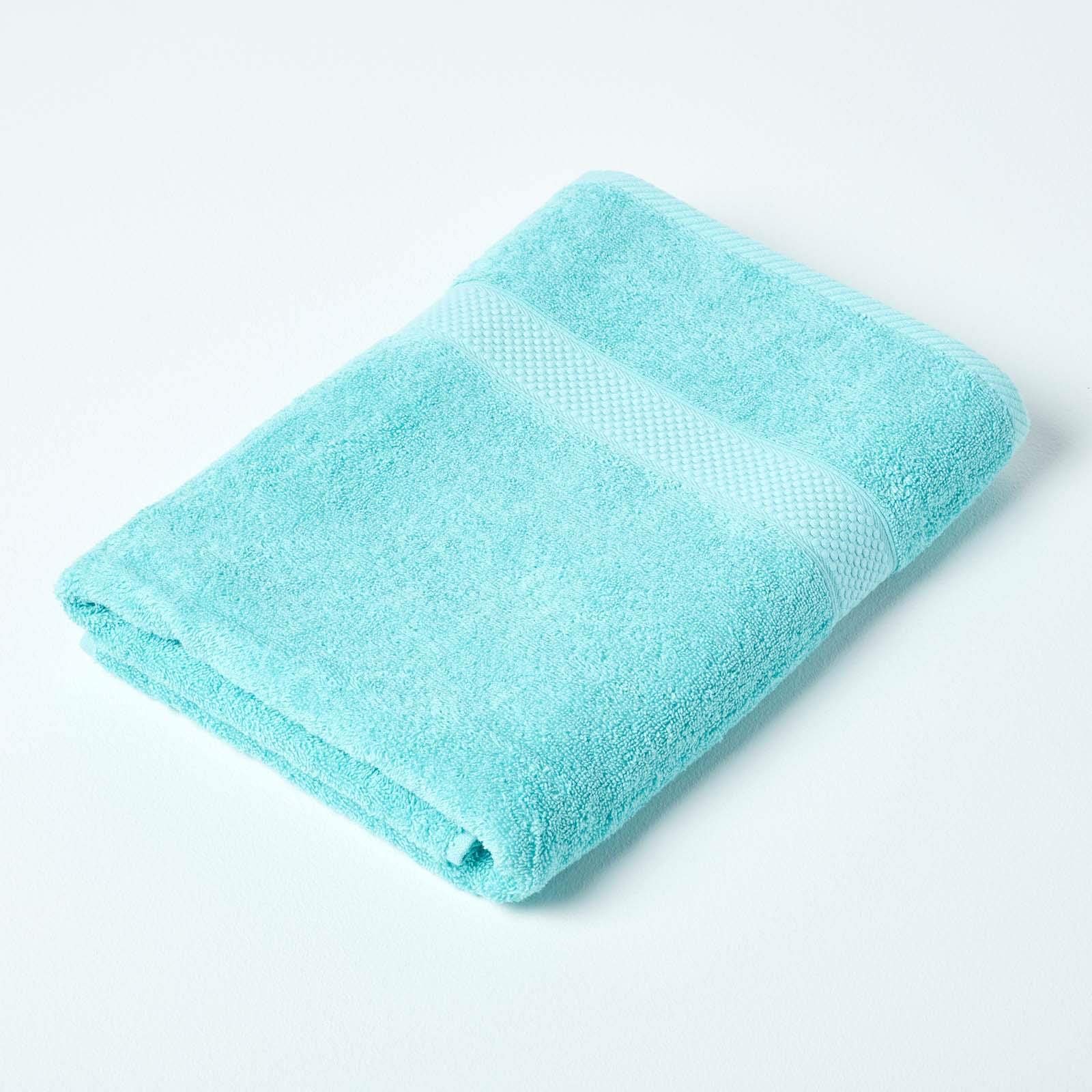 HOMESCAPES Aqua Blue Turkish Cotton Bath Towel Super Soft Thick & Absorbent 500 GSM Towel Heavy Weight for everyday Luxury