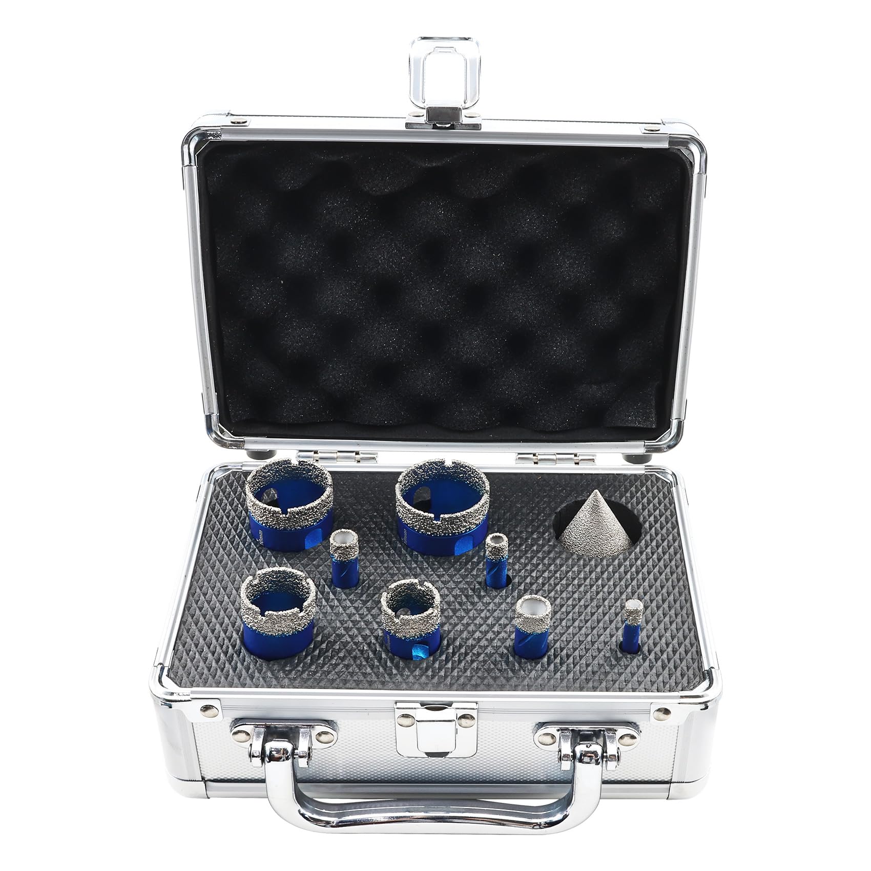 Dry Diamond Core Drill Bit Set,BRSCHNITT Diamond Tile Hole Saw Kit with Round Shank for Porcelain Tile Ceramic Stone Granite Marble, 6/8/10/12/20/25/32/35mmDrill Bit+35mm Chamfer Bit