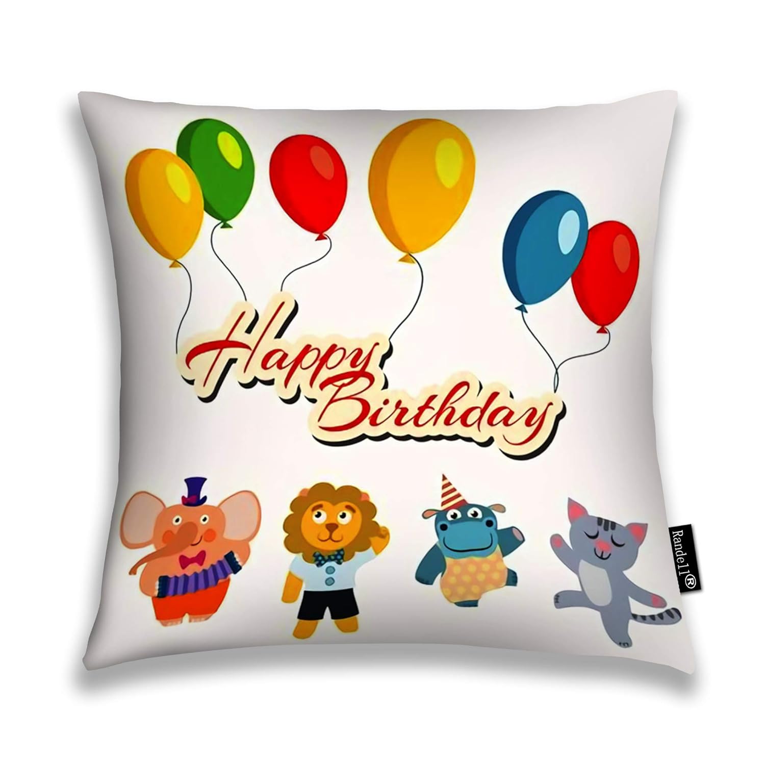 Amazon Com Decorative Pillow Happy Birthday Banner With Balloons