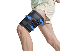 SOLOEVER Hamstring Compression Sleeve with [Anti-slip Rubber Strips], Hamstring & Thigh Brace for Pulled Groin Muscle, Sprains, Tendonitis, Sciatica Pain and Sports Recovery - Thigh Wrap for Men & Women