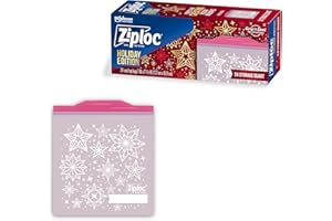 Ziploc Quart Food Storage Bags, Grip 'n Seal Technology for Easier Grip, Open, and Close, 24 Count, Holiday Designs