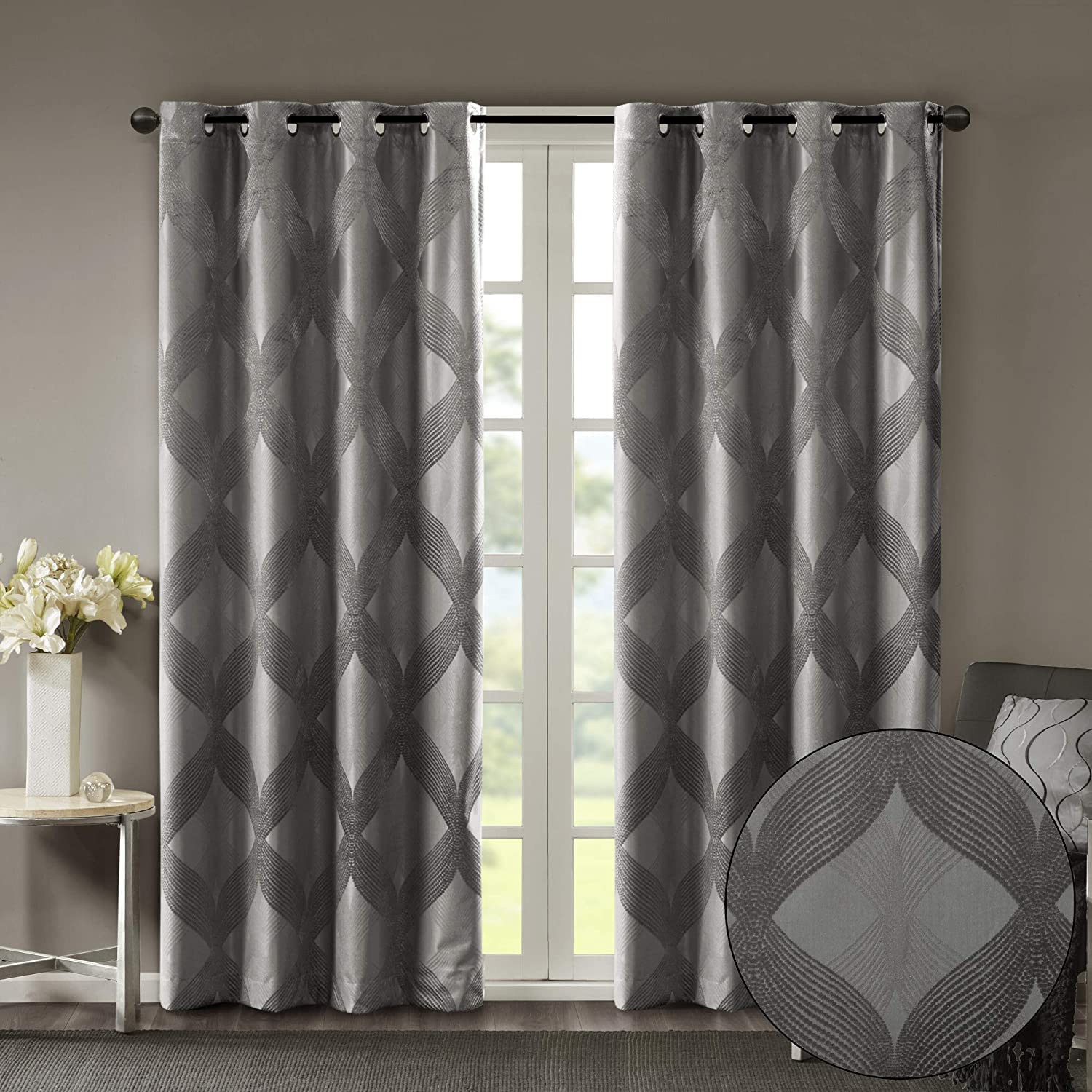 Sun Smart Grommet Top Living Room Decor, Thermal Insulated Light Blocking Drape for Bedroom and Apartments, Polyester, Charcoal, 50x108