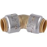 Sharkbite Max 1/2 Inch 45 Degree Elbow, Push to Connect Brass Plumbing Fitting, PEX Pipe, Copper, CPVC, PE-RT, HDPE, UR648A