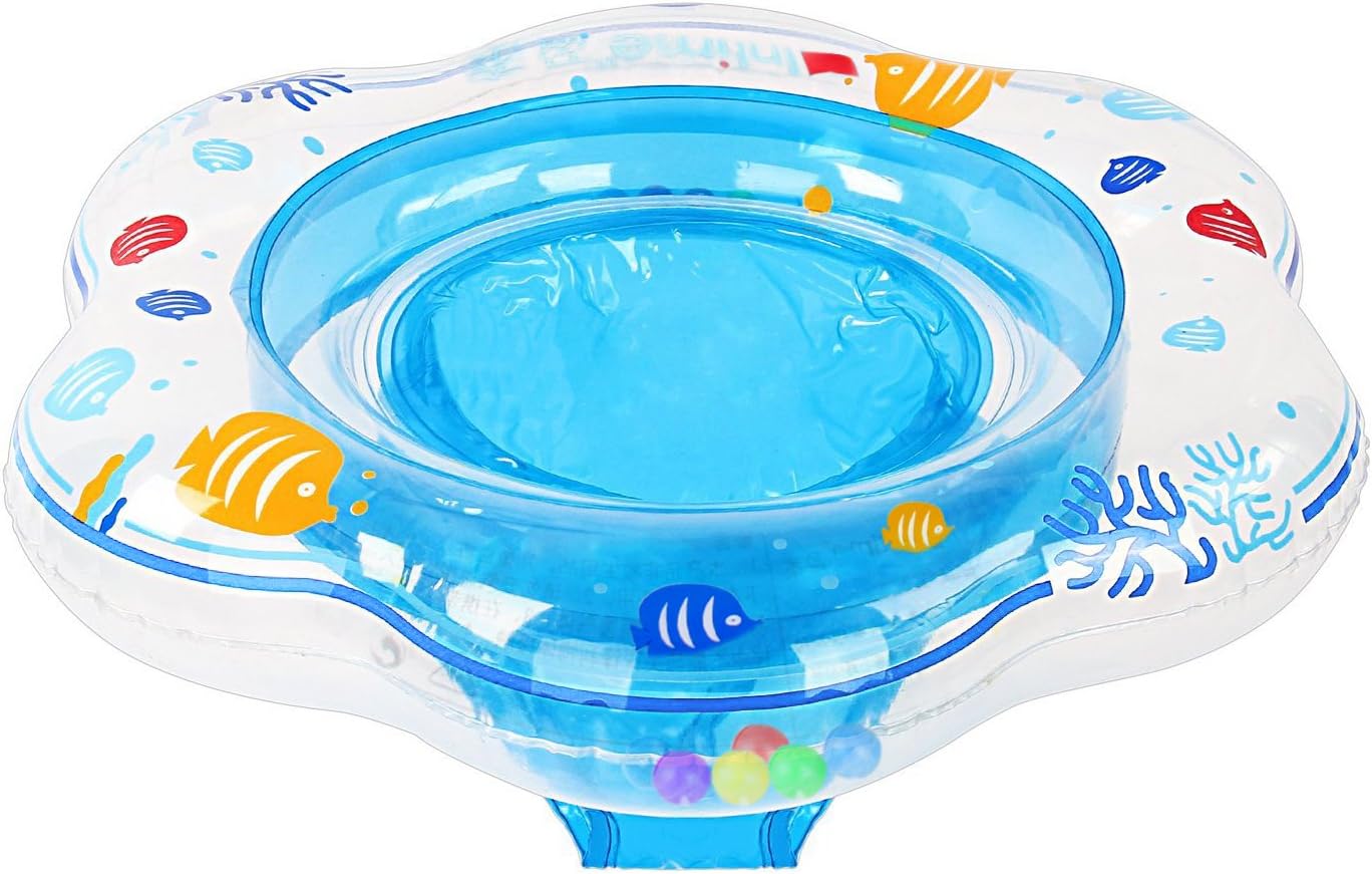 Samione Baby Swimming Ring, Toddler Safety Aid Swim Float with Seat / Skin Care PVC Inflatable Ring for 3 Months-3 Years Children, Ideal for Kids Paddling Pool