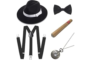 BABEYOND 1920s Mens Gatsby Gangster Costume Accessories Set