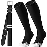 JASGOOD Baseball Socks and Belt Combo Set Softball Socks Adjustable Baseball Belt for Kids Youth Adult