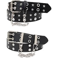 WQYILEAER 2 Pcs Studded Belt, Y2K Belt Star Belt Double  display picture 3