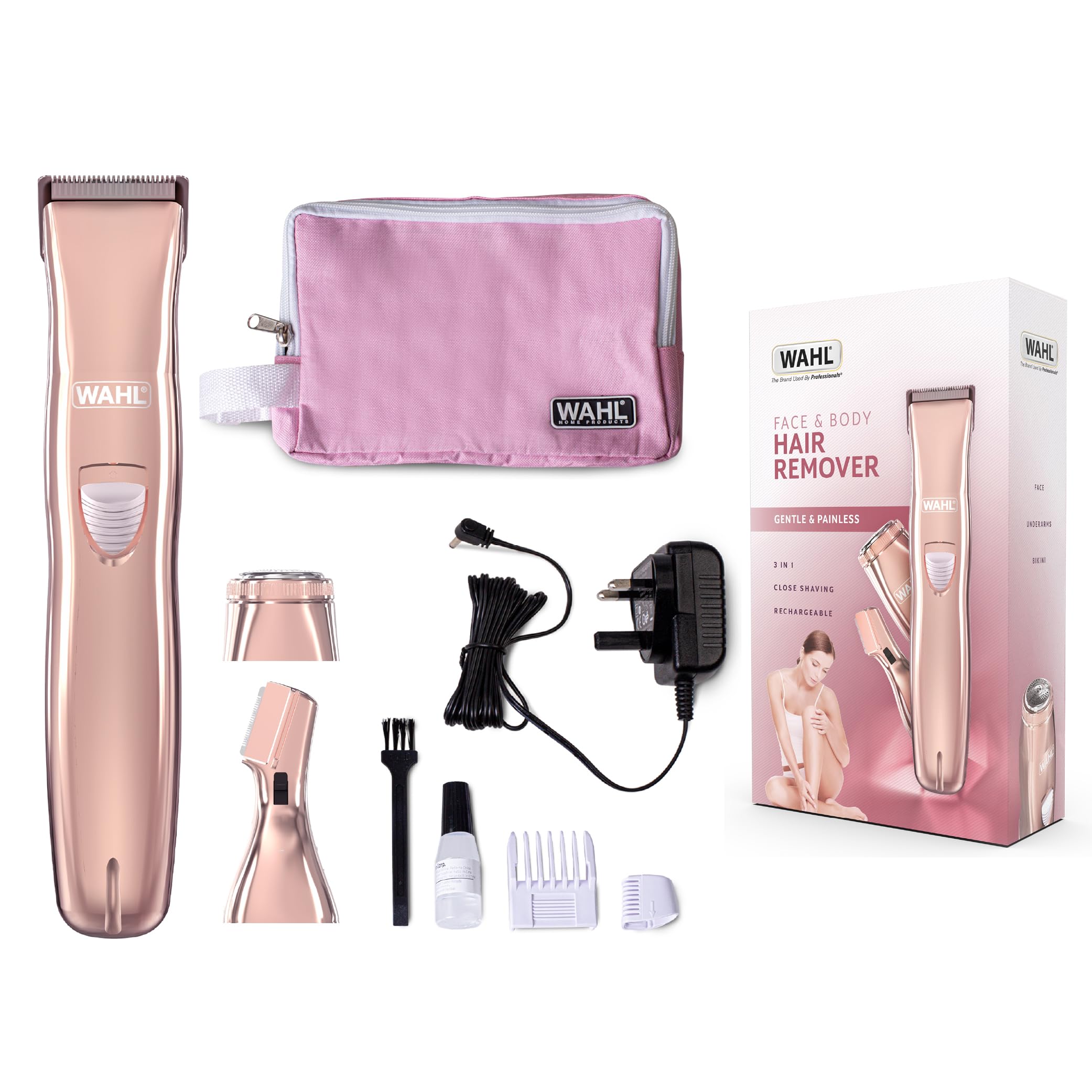 Wahl 3-in-1 Ladies Face and Body Hair Remover, Perfect for Gifting, Womens Hair Removal Trimmer, Female Rotary Shaver, Eyebrow Shaper, Comb Attachment, Facial Hair Trimmers for Women