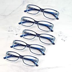 LifeArt 5 Pairs Reading Glasses, Blue Light