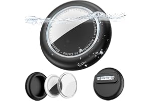 MUCUTY Anti Lost for Airtag Holder for Kids,Compatible with Apple Airtag Tracker for Kid,Air Tags Hidden Kids,with Invisible Pin and Waterproof Cover,for Children,Elderly,Clothing,Luggage,Backpack(Black)