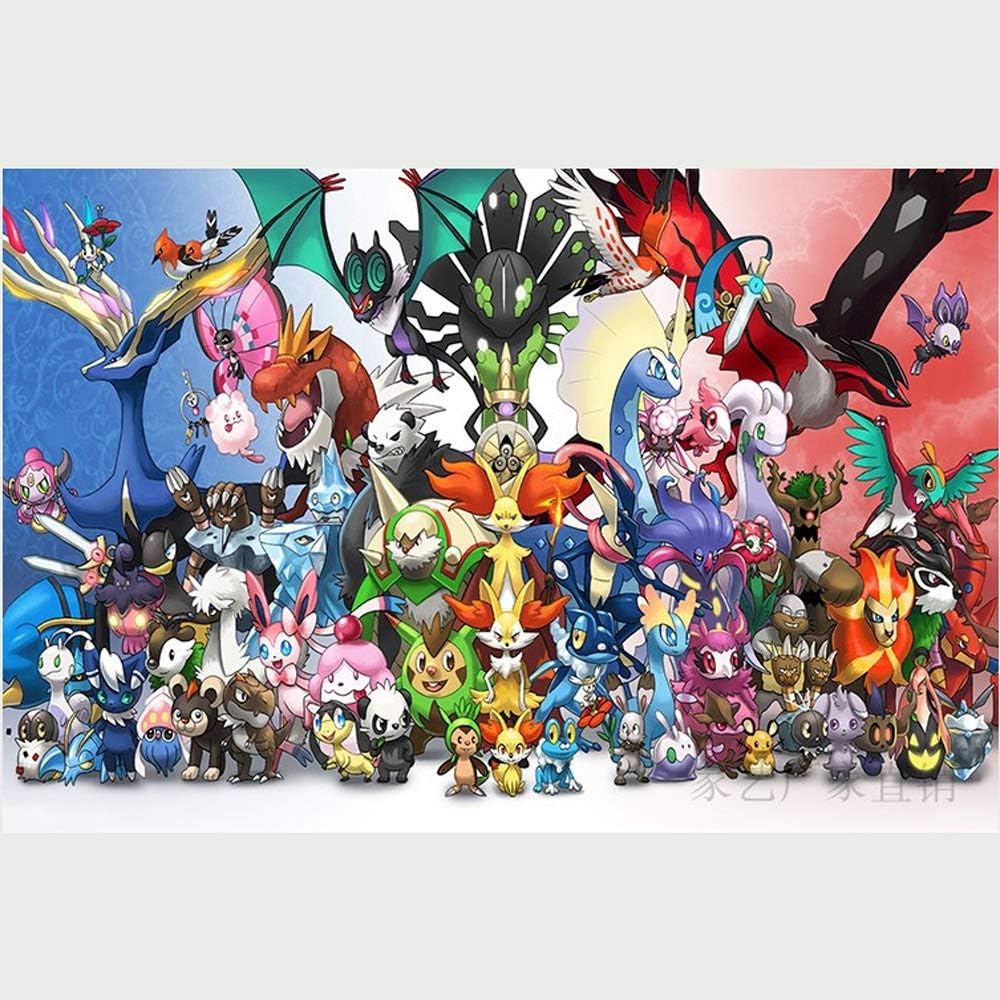 Jqchw High Difficulty Wooden Puzzle HD Printed Poster Jigsaw Puzzle Anime Pokemon Jigsaw Puzzle 1000 Pieces Adult Decompression DIY Toys Home Puzzle Game Collection Puzzle Educational Gifts