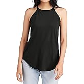 Women’s Perfect Tri Rocker Tank - Stretchable Knit Halter Neck Sleeveless Cami Top, Casual Loose Fit Summer Tank Top