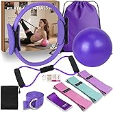 Nuplot Pilates Equipment 15" Pilates Ring Plus, Pilates Kit for Home Workouts, Pilates Essentials Kit for Women with Pilates Ring and Ball Set, Booty Bands, Figure 8 Resistance Band, Yoga Band