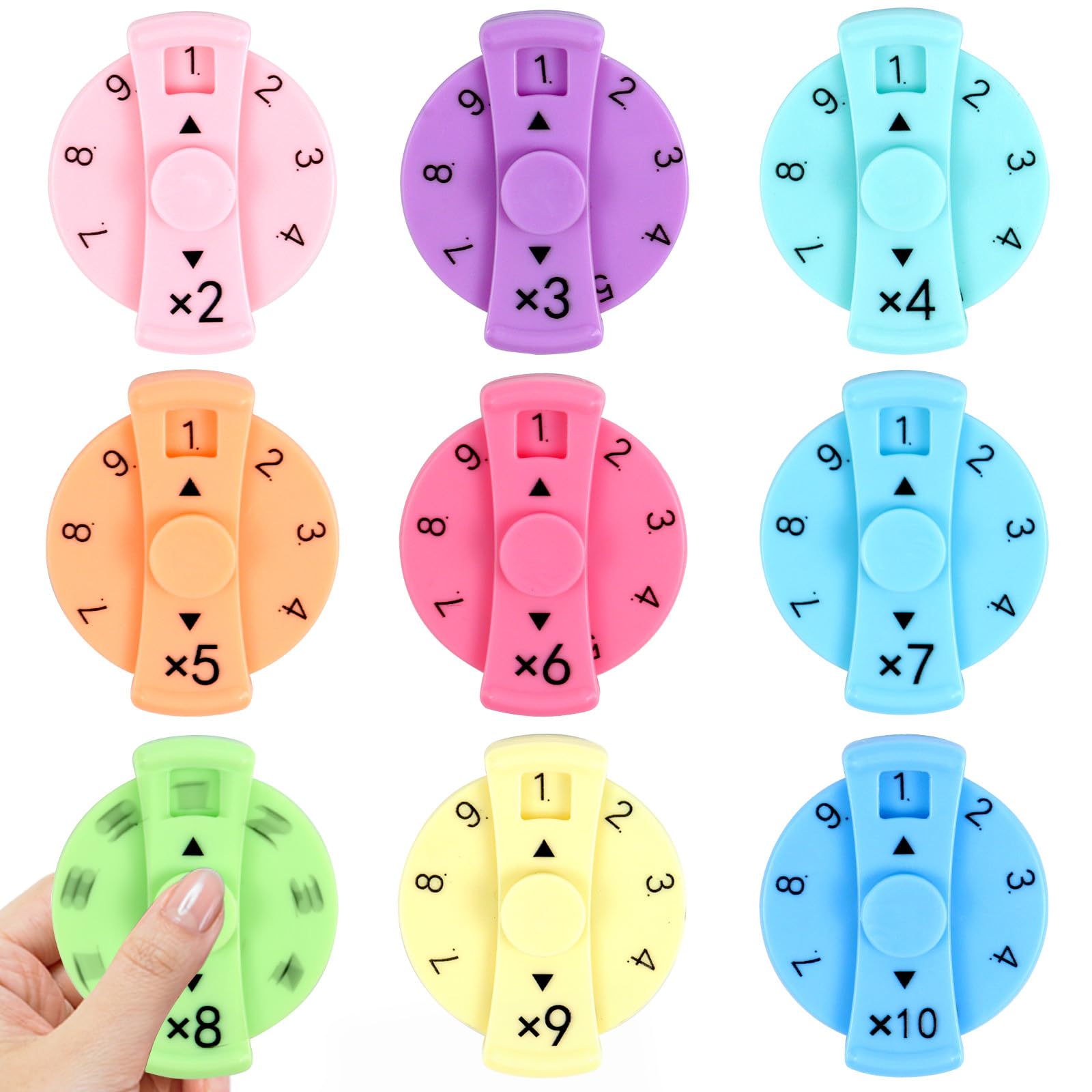 9 Pcs Math Fidget Spinners, Math Fidget Toy for Adults, Learn Multiplication and Division with The Math Spinners, Math Game for Home Classroom Prizes
