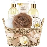 Bath and Body Warm Vanilla Sugar Spa Gifts for Women, with Shower Gel, Bubble Bath, Body Lotion, Bath Bomb, Bath Salt, Spa Basket Gift Set for Women, 7pcs Set Gifts