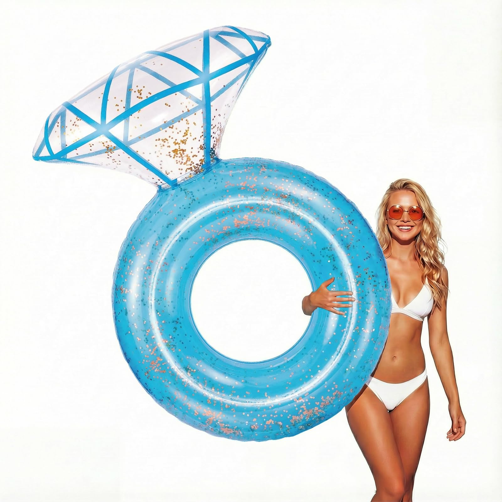 Zeraty Pool Float Inflatable Diamond Ring Pool Float Engagement Ring Bachelorette Party Floaties Stagette Decor Bridal Shower Decorations Adults Inflatable Floaties for Swim Tube Wedding Beach Party