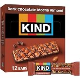 KIND Healthy Snacks Bars, Dark Chocolate Mocha Almond, Gluten Free, Low Sugar, High Fiber Snacks, 5g Protein, 12 Count