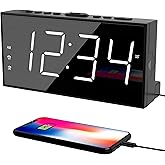 PPLEE Alarm Clock for Bedroom, 2 Alarms Loud LED Big Display Plug in Simple Basic Digital Clock with USB Charging Port, Adjustable Volume, Dimmable, Snooze for Deep Sleepers Kids Elderly Home Office