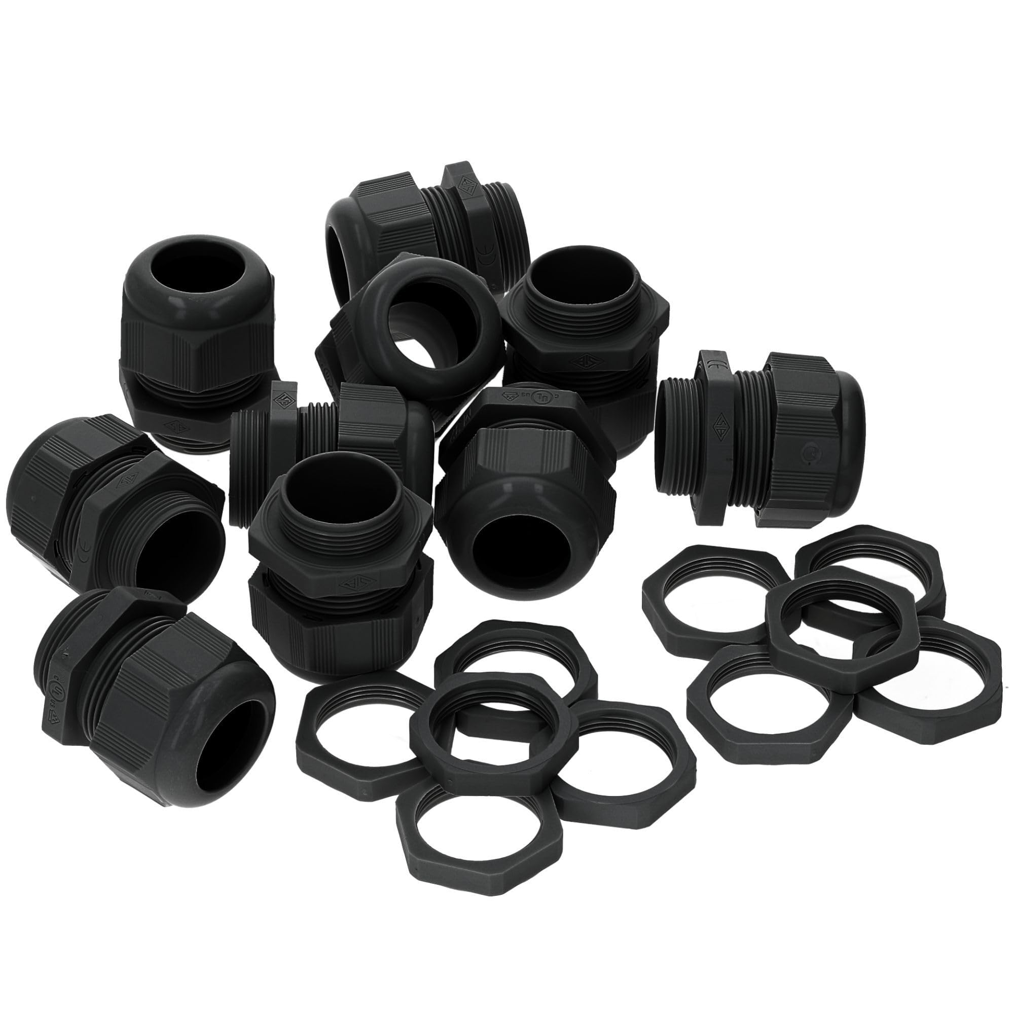 Pack of 10 Kalitec M20 Cable Gland Plastic 5.0-12.0 mm I M20 Locknut Plastic Black I Waterproof Cable Grommet I Cable Gland Set M20