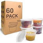 EASYTRIP (60 Sets 16oz Plastic Soup Containers with Lids, Food Storage Containers with Airtight Lid, Meal Prep Containers, BPA Free, Freezer Safe, Dishwasher Safe, Microwave Safe, Stackable