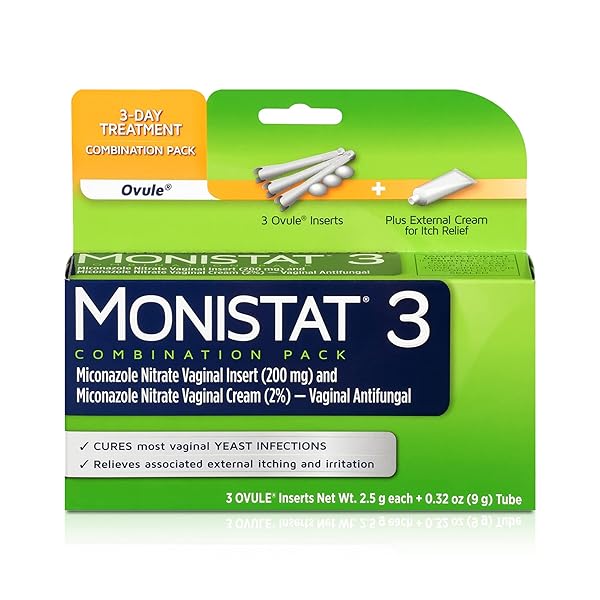 MONISTAT 3 DAY YEAST INFECTION TREATMENT FOR WOMEN, 3 MICONAZOLE OVULE INSERTS & EXTERNAL MONISTAT ANTI-ITCH CREAM BUNDLE