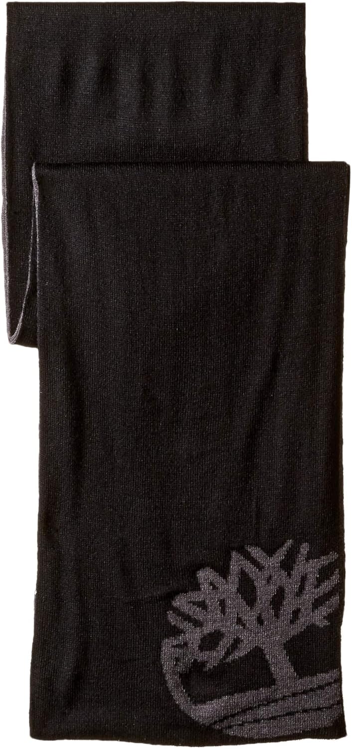 Timberland Men's Double Layer Scarf, Cuffed Beanie & Magic Glove Gift Set, black, One Size: Clothing