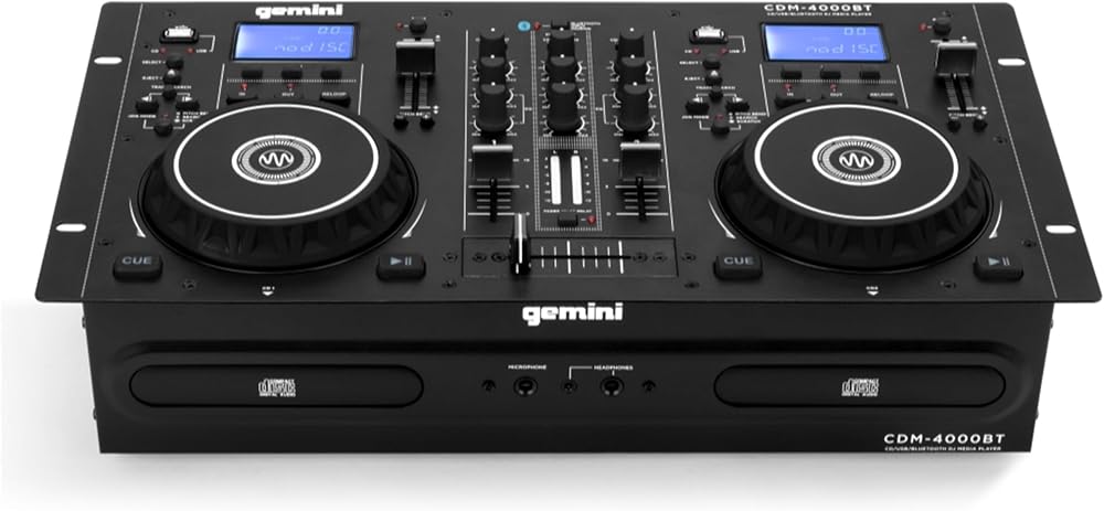 Gemini Sound CDM-4000BT Stand Alone DJ Media Player Mixer Bluetooth Dual Deck