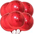 KatchOn, Metallic Red Balloons - Big 22 Inch, Pack of 6 | 360 Degree 4D Sphere Red Metallic Balloon | Red Chrome Balloons for Birthday Decorations | Big Balloon for Happy Birthday Decorations