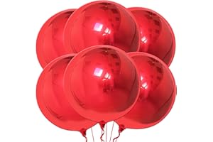 KatchOn, Metallic Red Balloons - Big 22 Inch, Pack of 6 | Red Foil Balloons, Red Metallic Balloons | Red Chrome Balloons for 