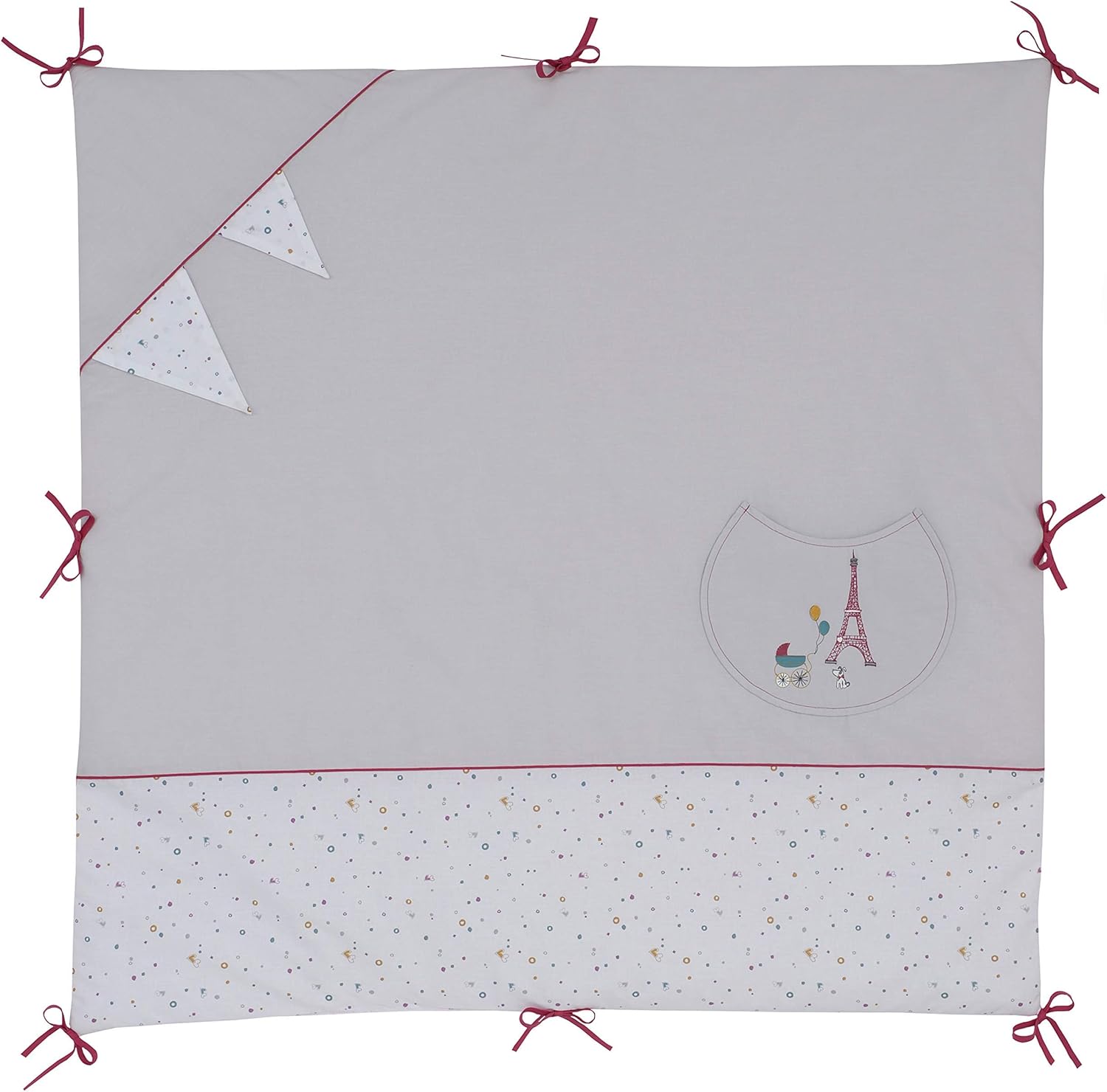 100x100 Cm Collection Mixte Little Paris Blanche Avec Nouettes Pour Accrocher Sur Les Barreaux Du Parc De Bebe Tapis Deveil Matelas De Parc Coton Bio Ptit Basile Matelas Et Linge De Lit