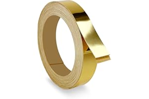 UNMAR Mirror Gold Edge Banding 3/4 inch x 25 ft - Peel and Stick Strong Adhesive, Easy Application - Flexible and Durable Aluminium Look Edge Banding Tape for Furniture Restoration