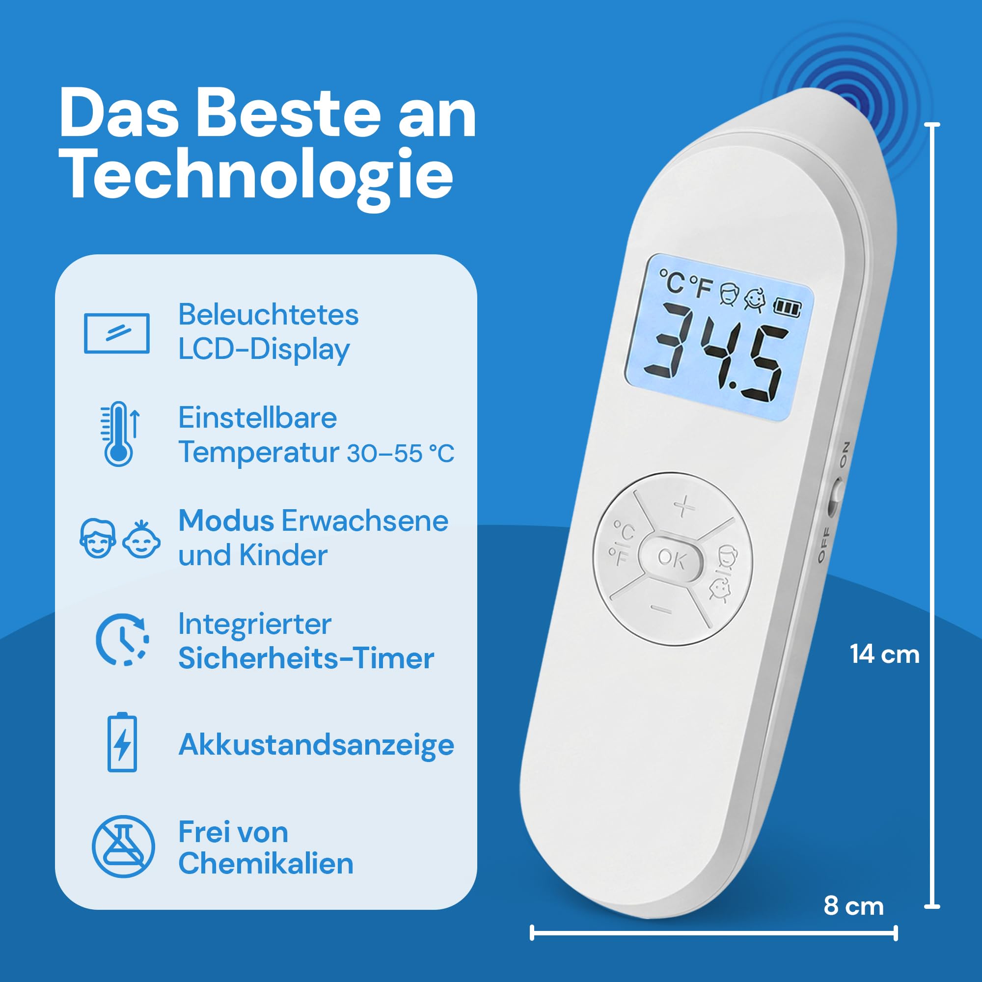 UPSHELL Mückenstich Hitzestift - Elektrischer Insektenstichheiler gegen Mücken- & Insektenstiche, LCD-Display, 30-55°C, USB-C, Kinder & Erwachsene 7