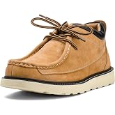JASONSTAR Men's Moc Toe Chukka Boots, Suede Leather Lace‑Up Mid‑Ankle Casual Work Hiking Boots, Lightweight Non‑Slip Rubber Sole Outdoor Hiking Walking Dress Ankle Boots for Daily Wear