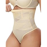 VELAI Shapewear Tummy Control Thong For Women High Waisted Underwear Girdle Body Shaper Panties