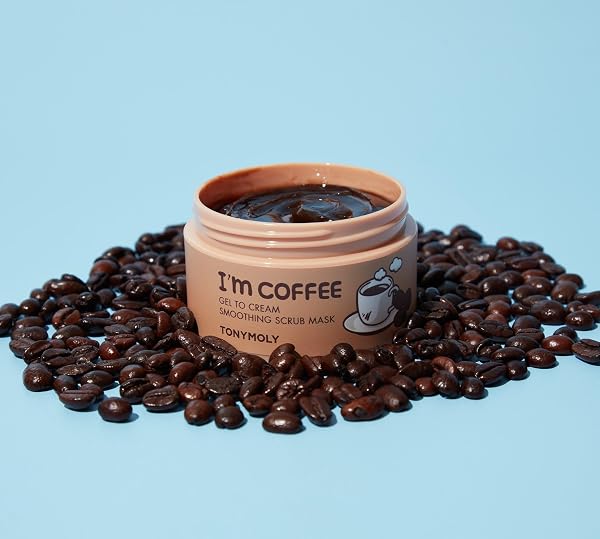 TONYMOLY I’M COFFEE GEL-TO-CREAM SMOOTHING SCRUB MASK – GENTLE EXFOLIATING FACE MASK WITH COFFEE GROUNDS – HYDRATES, SMOOTHS & SOFTENS SKIN, 100ML