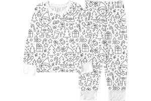 Kids DIY Hand Painted Coloring Tops and Pants Set Boys Girls Funny Cartoon Colorable Christmas Idea 2 Piece Outfits