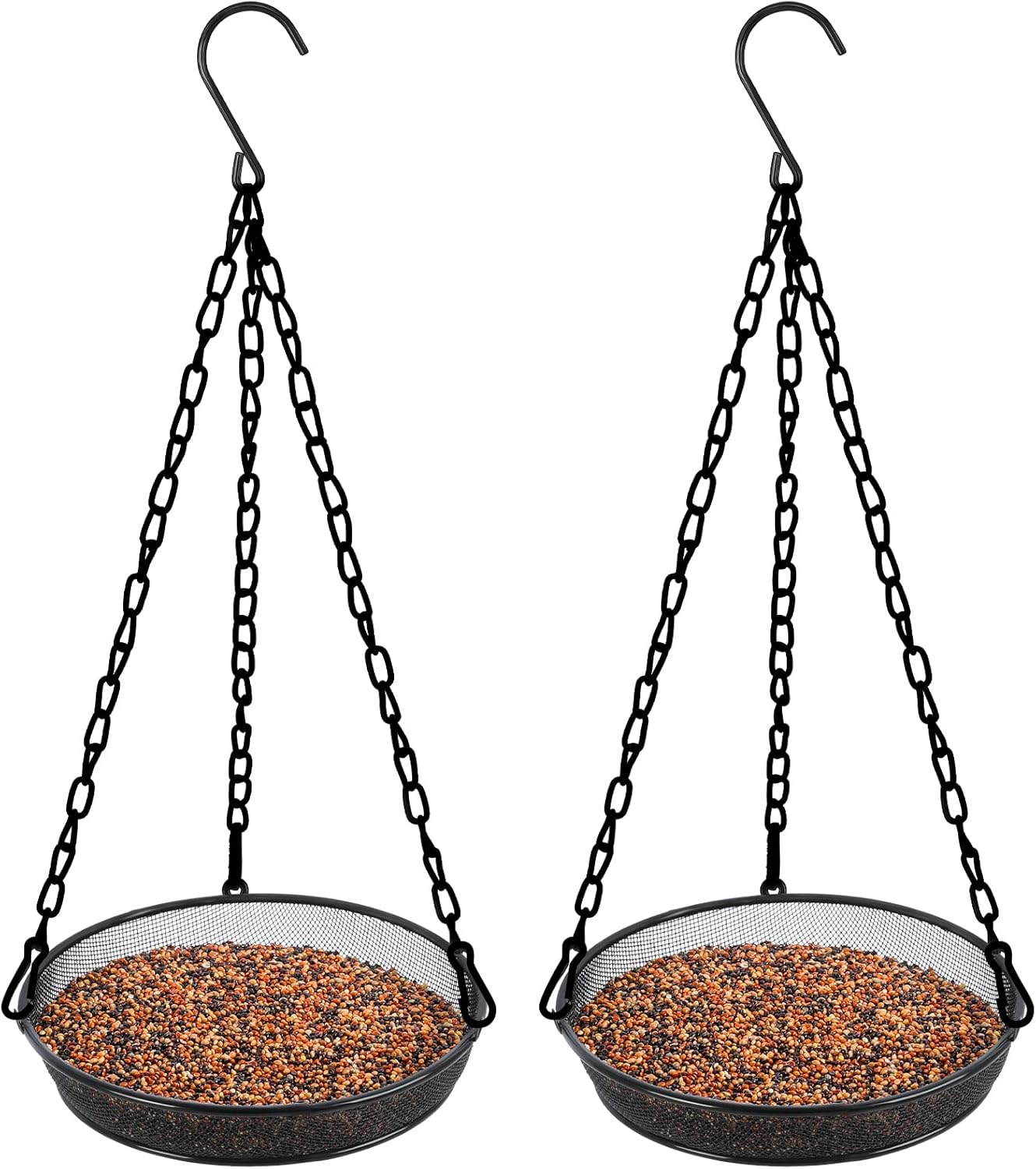 Backyard Birding & Wildlife - Gtongoko 2 Pack Hanging Bird Feeder Tray, Metal Mesh Platform Feeders for Birds, Outdoor Garden Decoration for Attracting Birds